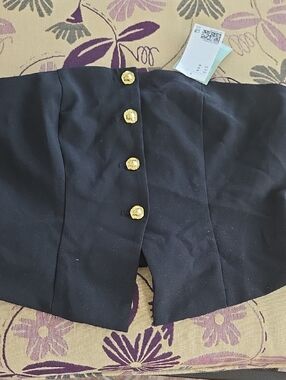 H&M Black Gold Button Front Women’s Strapless Top